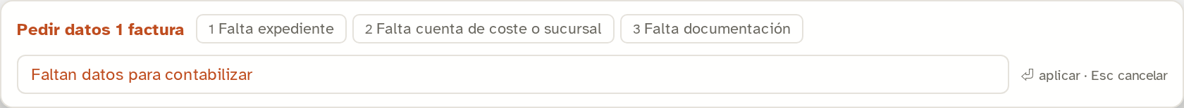 Barra de motivo de Pedir datos