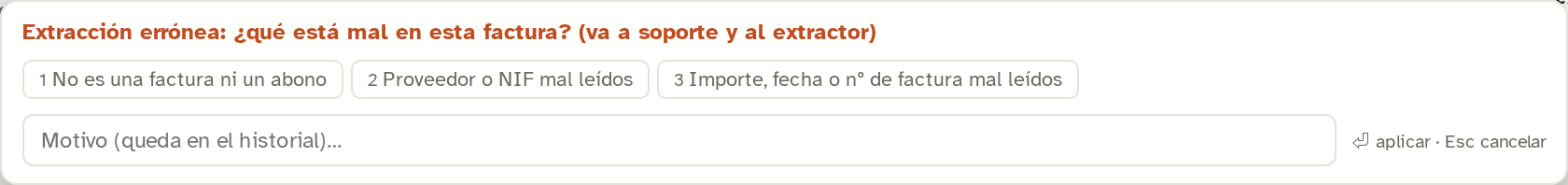 Barra de motivo de Extracción errónea
